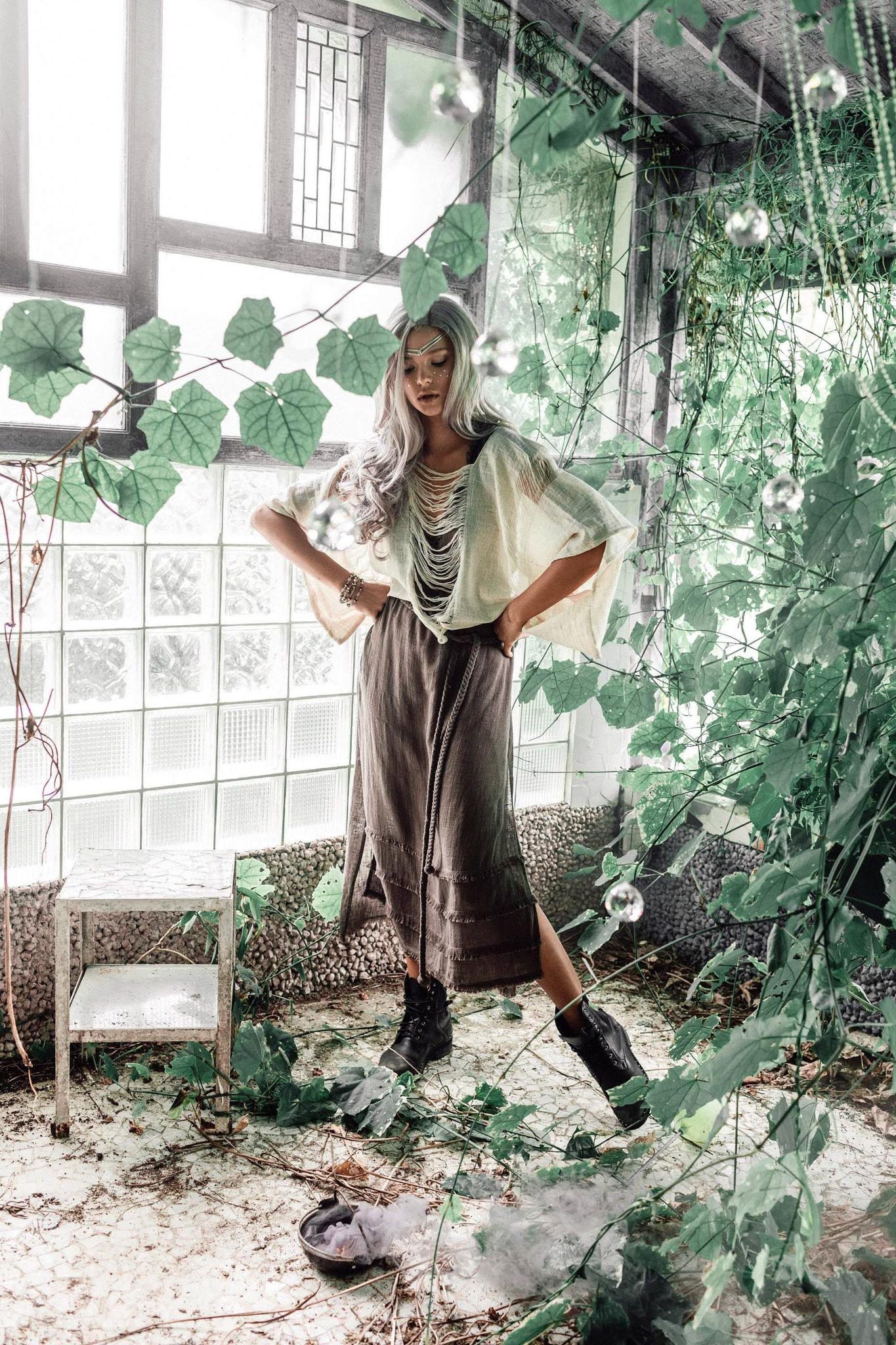 Off - White Hand Loomed Raw Cotton Top - AYA Sacred Wear