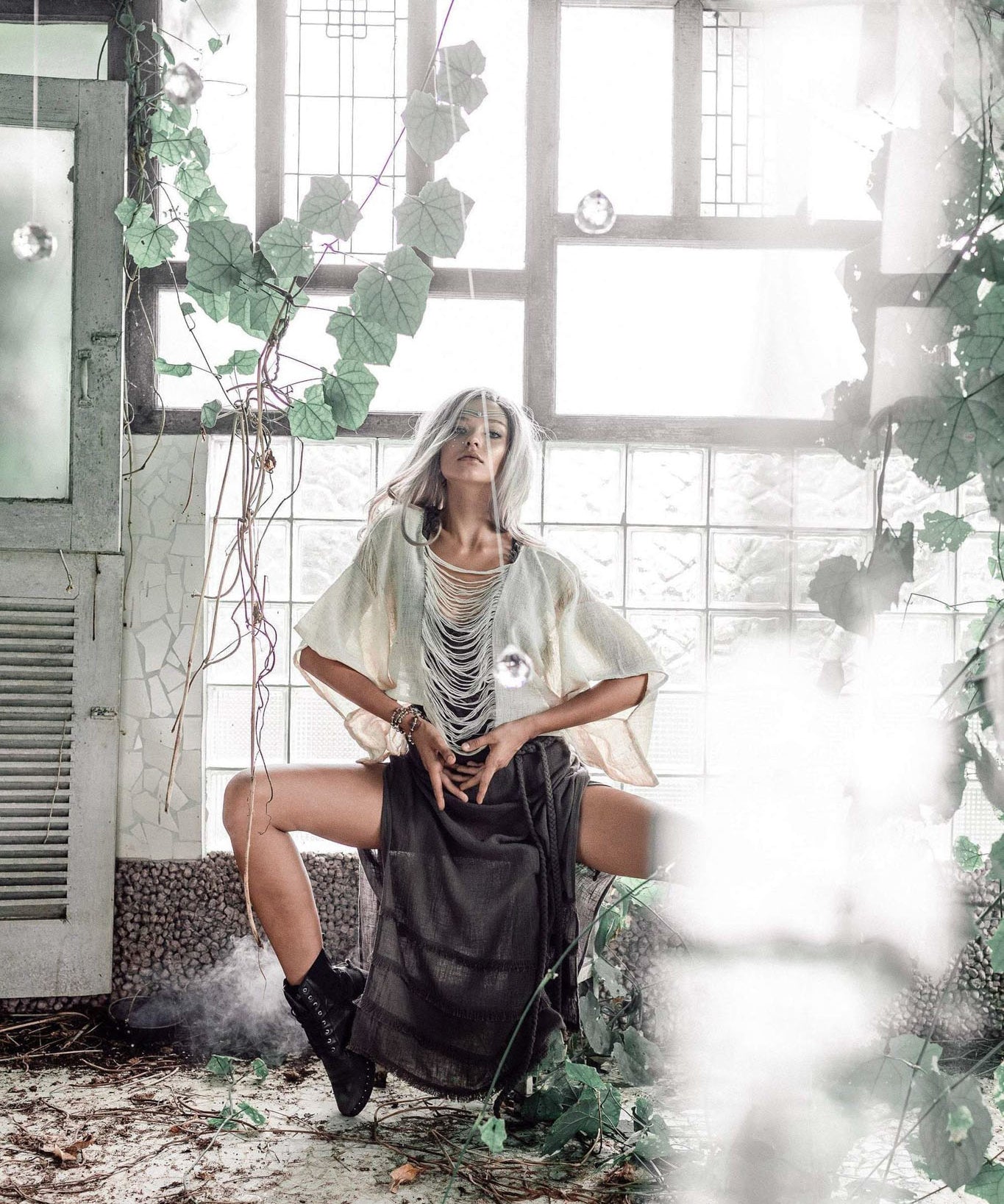 Off - White Hand Loomed Raw Cotton Top - AYA Sacred Wear