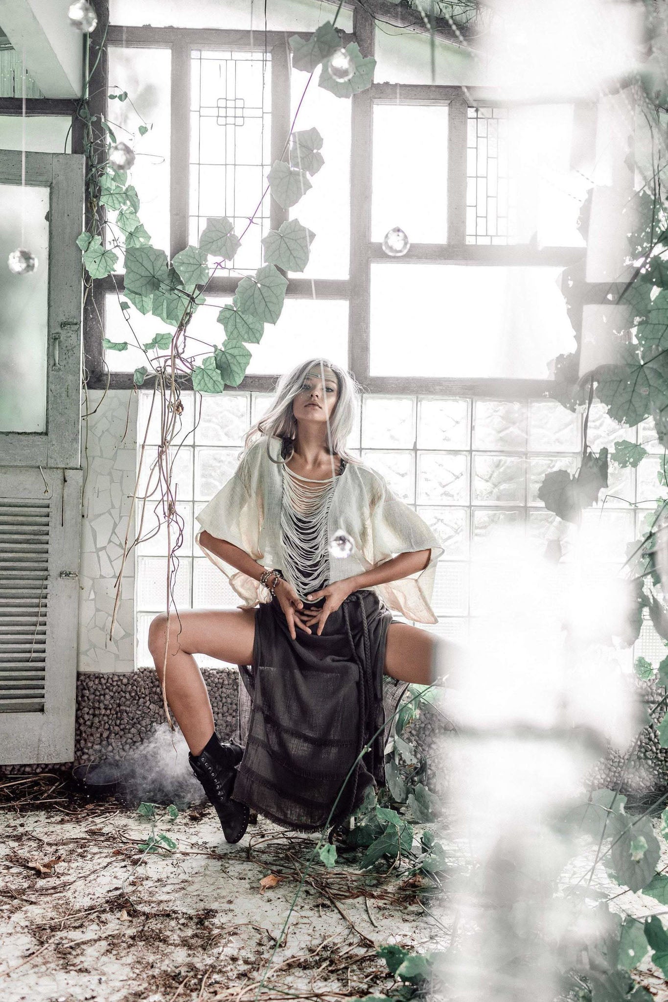 Off - White Hand Loomed Raw Cotton Top - AYA Sacred Wear