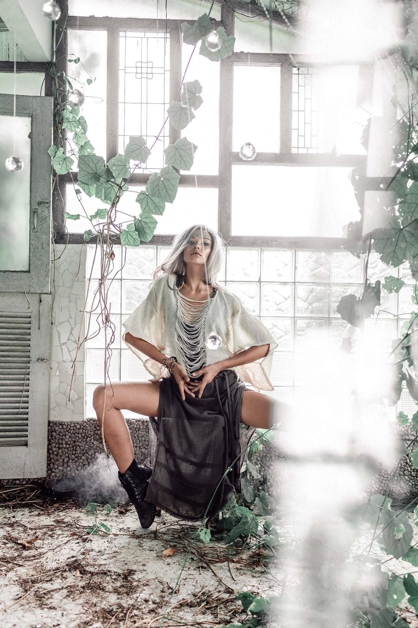 Off - White Hand Loomed Raw Cotton Top - AYA Sacred Wear