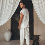 Off - White Handmade Knots Decorated T-Shirt for Men - AYA Sacred Wear