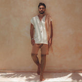 Off - White Handwoven Bohemian Tee T-shirt for Men - AYA Sacred Wear