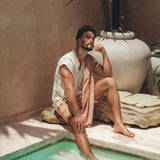 Off - White Handwoven Bohemian Tee T-shirt for Men - AYA Sacred Wear