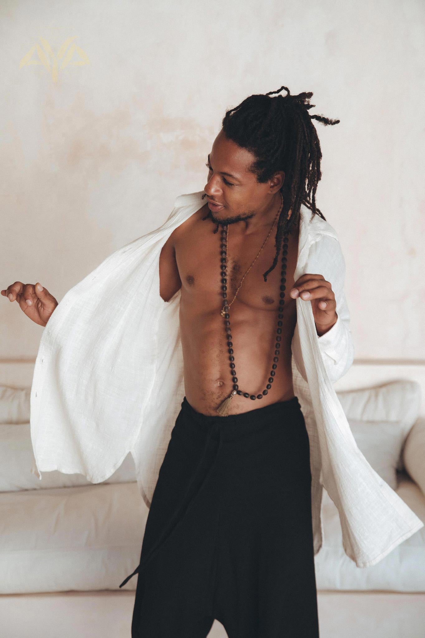 Off - White Handwoven Cotton Oversized Shirt for Men - AYA Sacred Wear