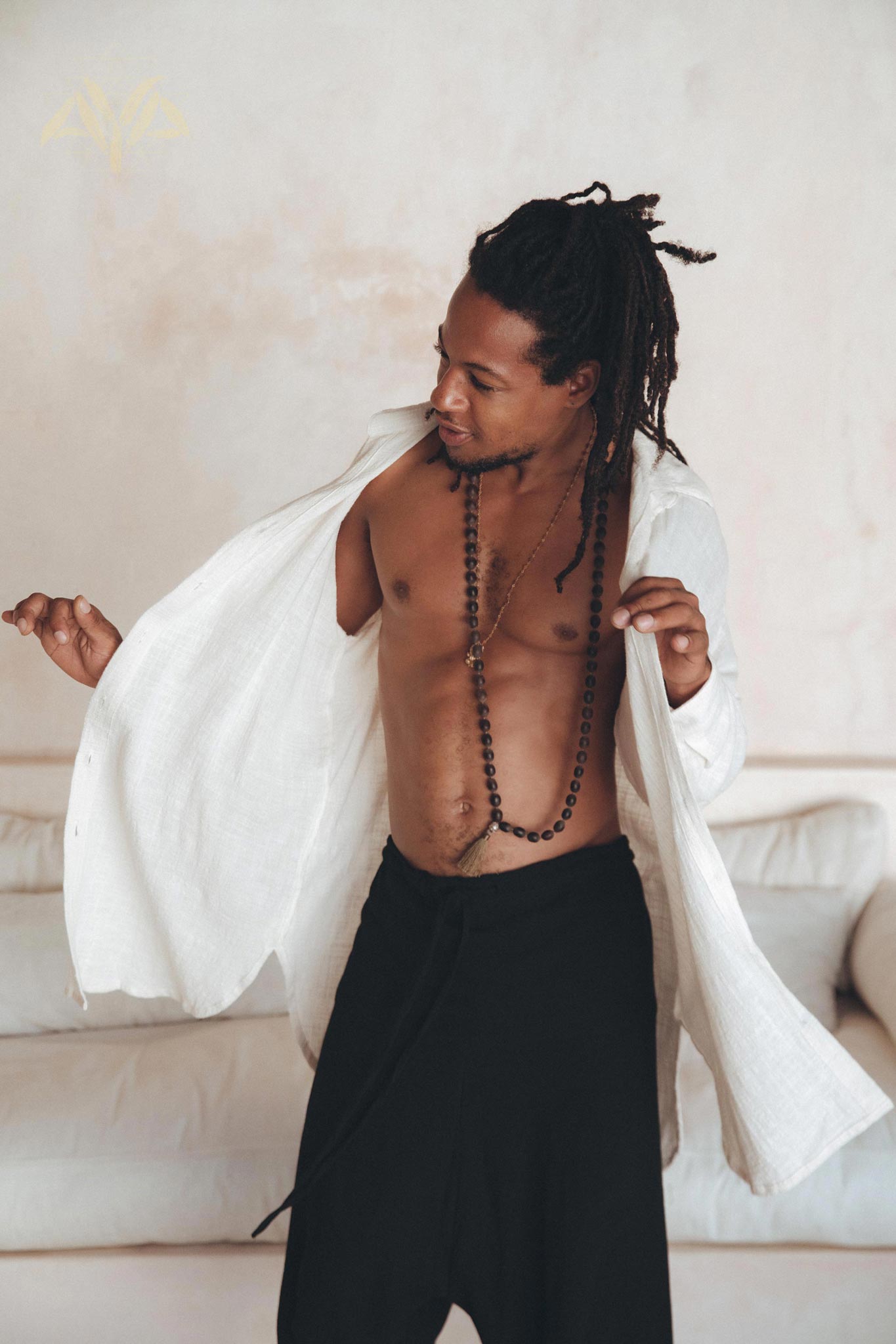 Off - White Handwoven Cotton Oversized Shirt for Men - AYA Sacred Wear
