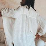 Off - White Handwoven Cotton Oversized Shirt for Men - AYA Sacred Wear