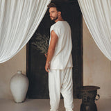 Off - White Handwoven Cotton Pants for Men - AYA Sacred Wear