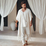 Off - White Handwoven Cotton Pants for Men - AYA Sacred Wear