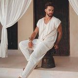 Off - White Handwoven Cotton Pants for Men - AYA Sacred Wear