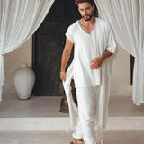 Off - White Handwoven Cotton Pants for Men - AYA Sacred Wear