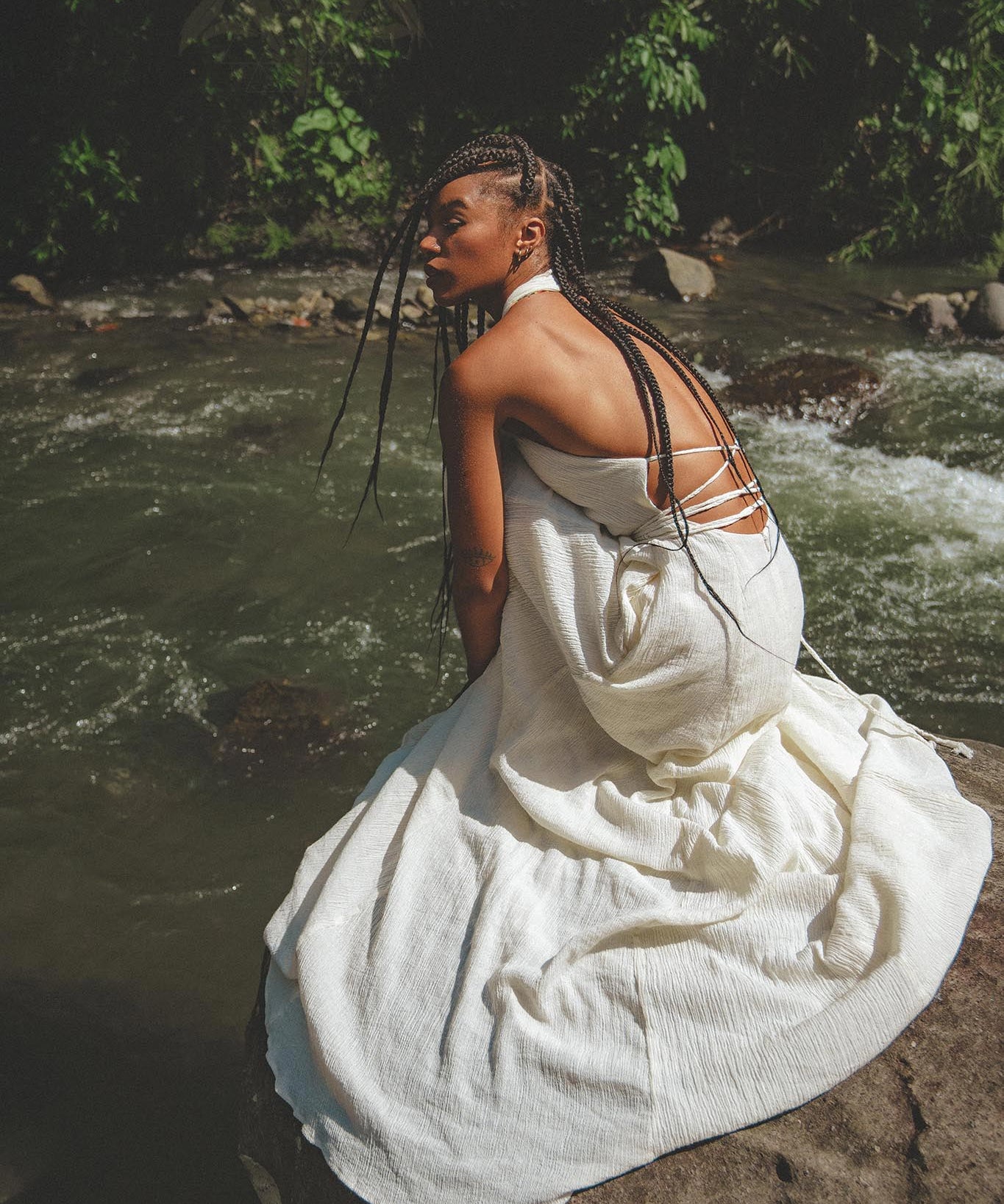Off - White Harmonia Dress • Bohemian Back Laces Dress • Bridesmaid Wedding Dress - AYA Sacred Wear