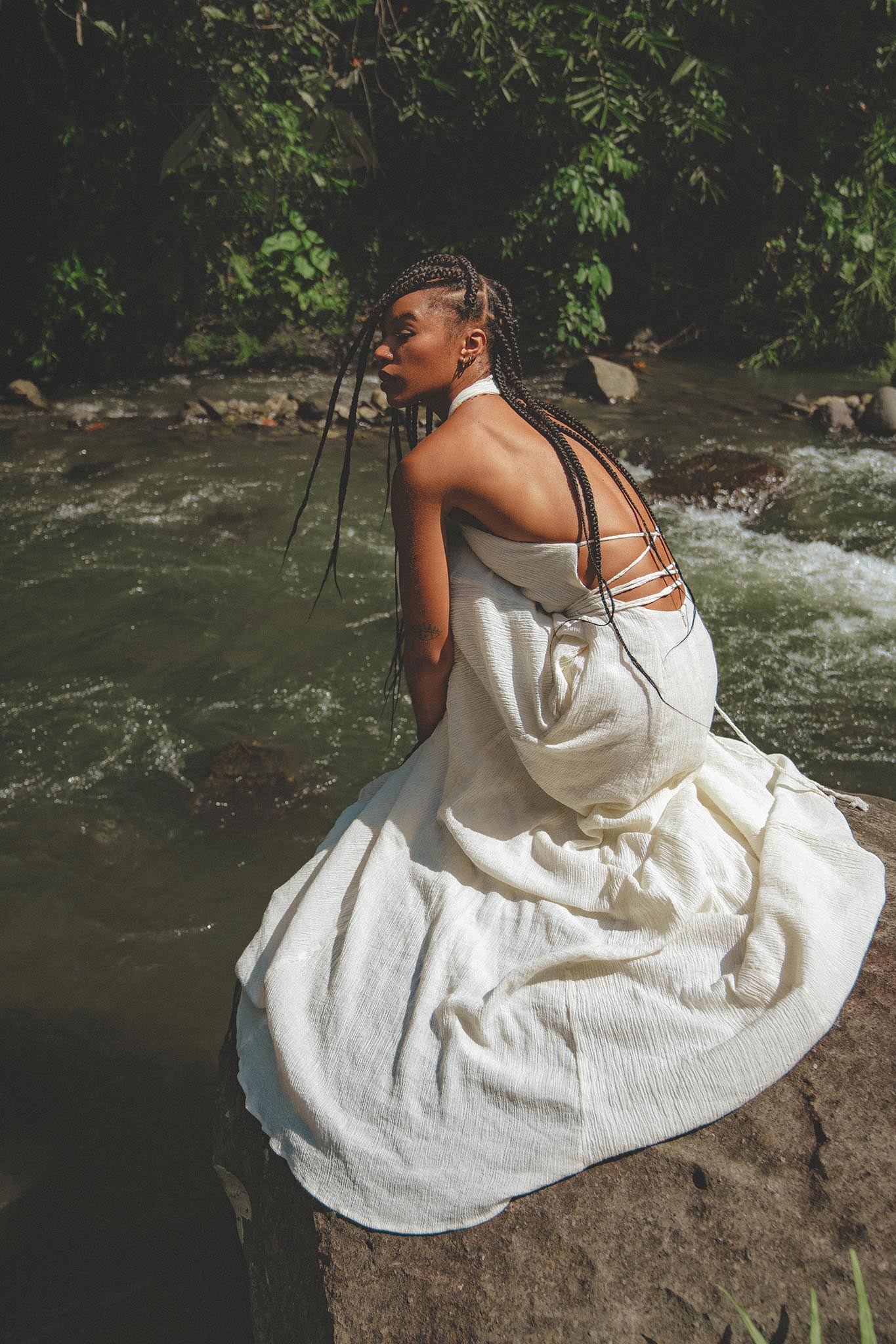 Off - White Harmonia Dress • Bohemian Back Laces Dress • Bridesmaid Wedding Dress - AYA Sacred Wear