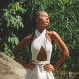 Off - White Harmonia Dress • Bohemian Back Laces Dress • Bridesmaid Wedding Dress - AYA Sacred Wear