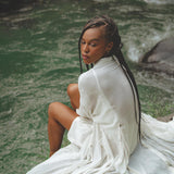 Off White Kannika Shirt Dress • Multiway Organic Wedding Dress • Wrap Button Down Dress - AYA Sacred Wear