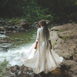 Off White Kannika Shirt Dress • Multiway Organic Wedding Dress • Wrap Button Down Dress - AYA Sacred Wear