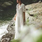 Off White Kannika Shirt Dress • Multiway Organic Wedding Dress • Wrap Button Down Dress - AYA Sacred Wear