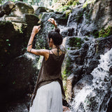 Off - White Linen Boho Pants with High Slit - AYA Sacred Wear