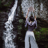 Off - White Linen Boho Pants with High Slit - AYA Sacred Wear