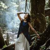 Off - White Linen Boho Pants with High Slit - AYA Sacred Wear