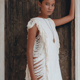 Off - White Mini Dress • Sleeveless Open Sides Dress • Ladders Sides Dress - AYA Sacred Wear