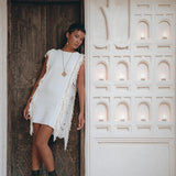 Off - White Mini Dress • Sleeveless Open Sides Dress • Ladders Sides Dress - AYA Sacred Wear