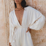 Off - White Mini Elegant Jumpsuit • Bohemian Beach Cocktail Romper - AYA Sacred Wear