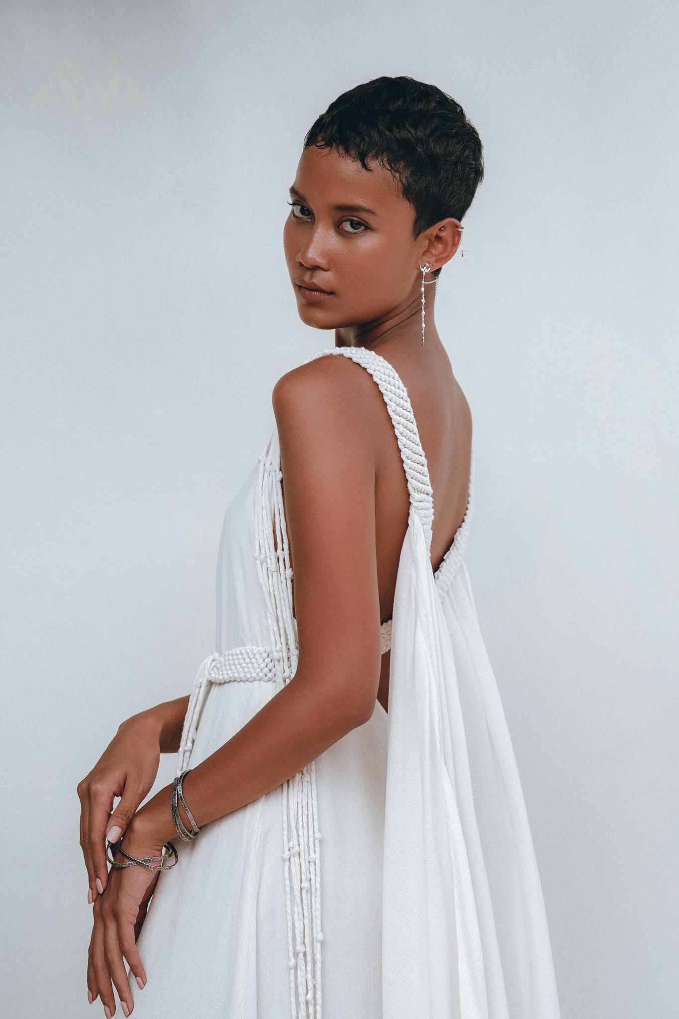 Off - White Multiway Macrame Belted Dress • Boho Beach Wedding Dress - AYA Sacred Wear