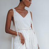 Off - White Multiway Macrame Belted Dress • Boho Beach Wedding Dress - AYA Sacred Wear