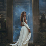 Off - White Multiway Macrame Belted Dress • Boho Beach Wedding Dress - AYA Sacred Wear