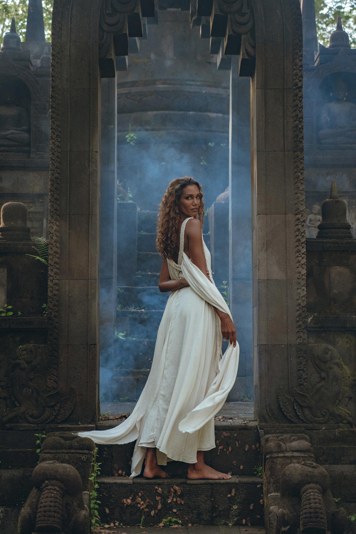 Off - White Multiway Macrame Belted Dress • Boho Beach Wedding Dress - AYA Sacred Wear