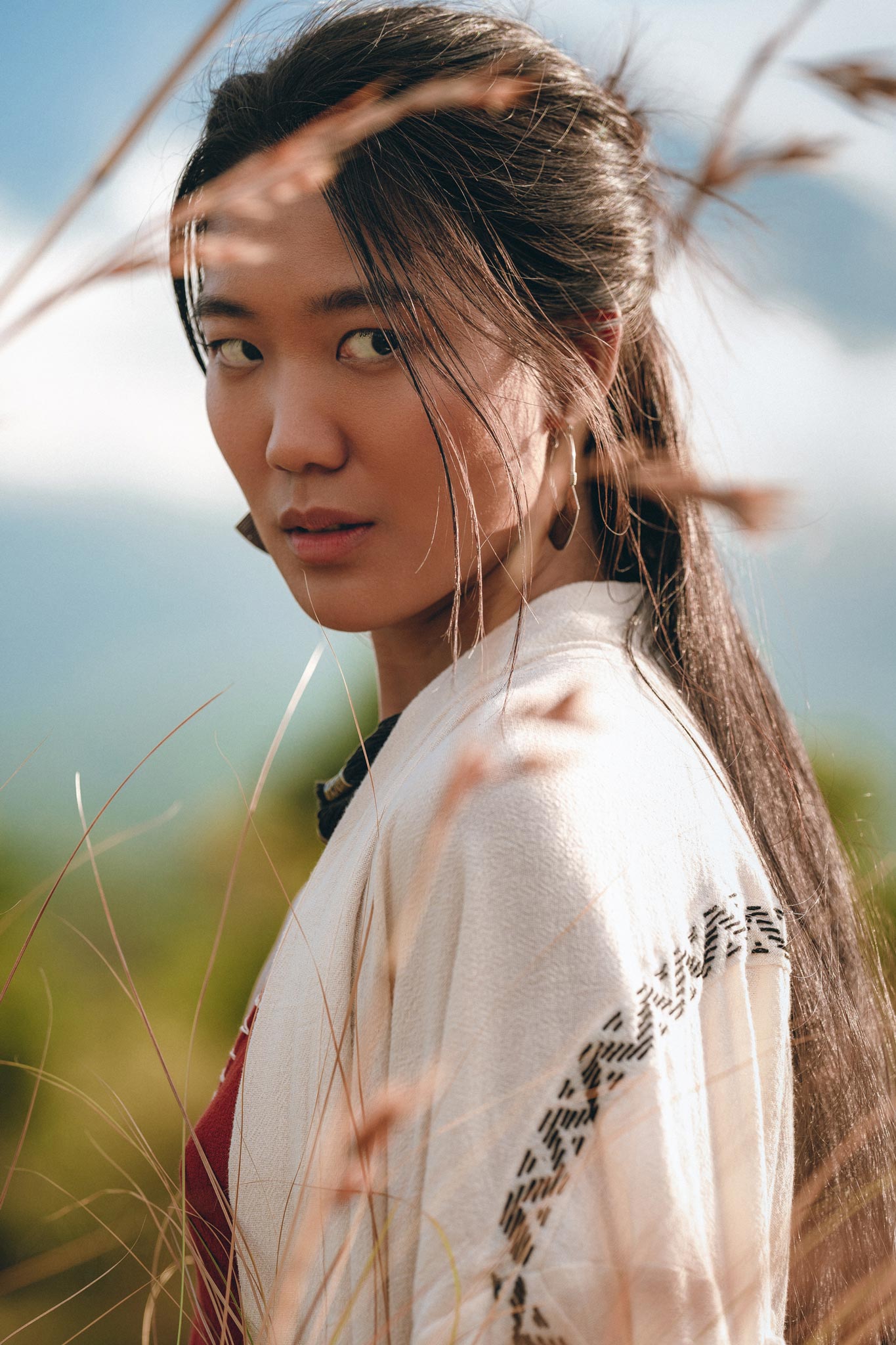 Off - White Organic Cotton Cardigan • Hand Embroidered Boho Overcoat Robe - AYA Sacred Wear