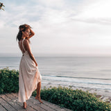 Off - White Organic Hand Loomed Boho Simple Wedding Dress - AYA Sacred Wear