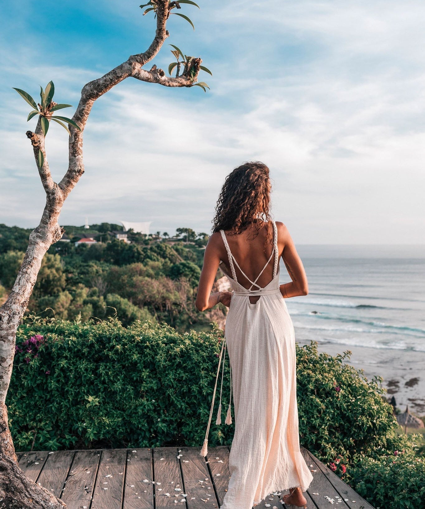 Off - White Organic Hand Loomed Boho Simple Wedding Dress - AYA Sacred Wear