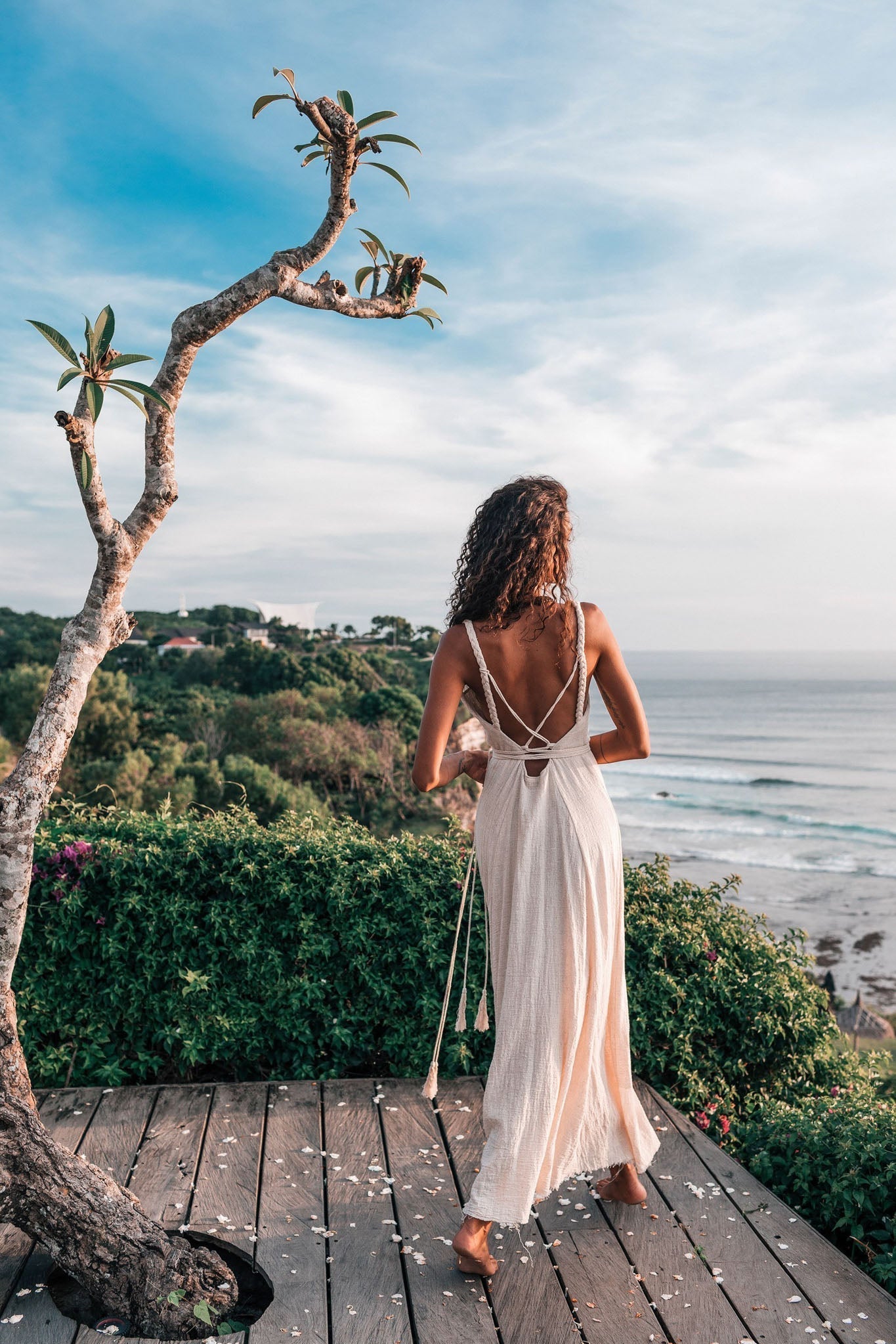Off - White Organic Hand Loomed Boho Simple Wedding Dress - AYA Sacred Wear