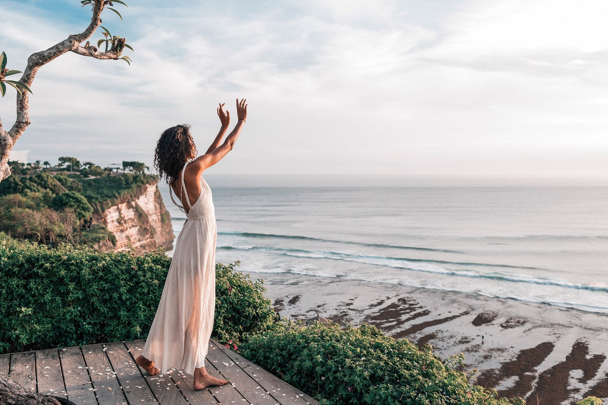 Off - White Organic Hand Loomed Boho Simple Wedding Dress - AYA Sacred Wear