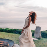 Off - White Organic Hand Loomed Boho Simple Wedding Dress - AYA Sacred Wear