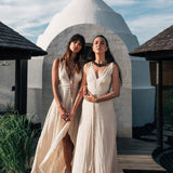 Off - White Organic Hand Loomed Boho Simple Wedding Dress - AYA Sacred Wear