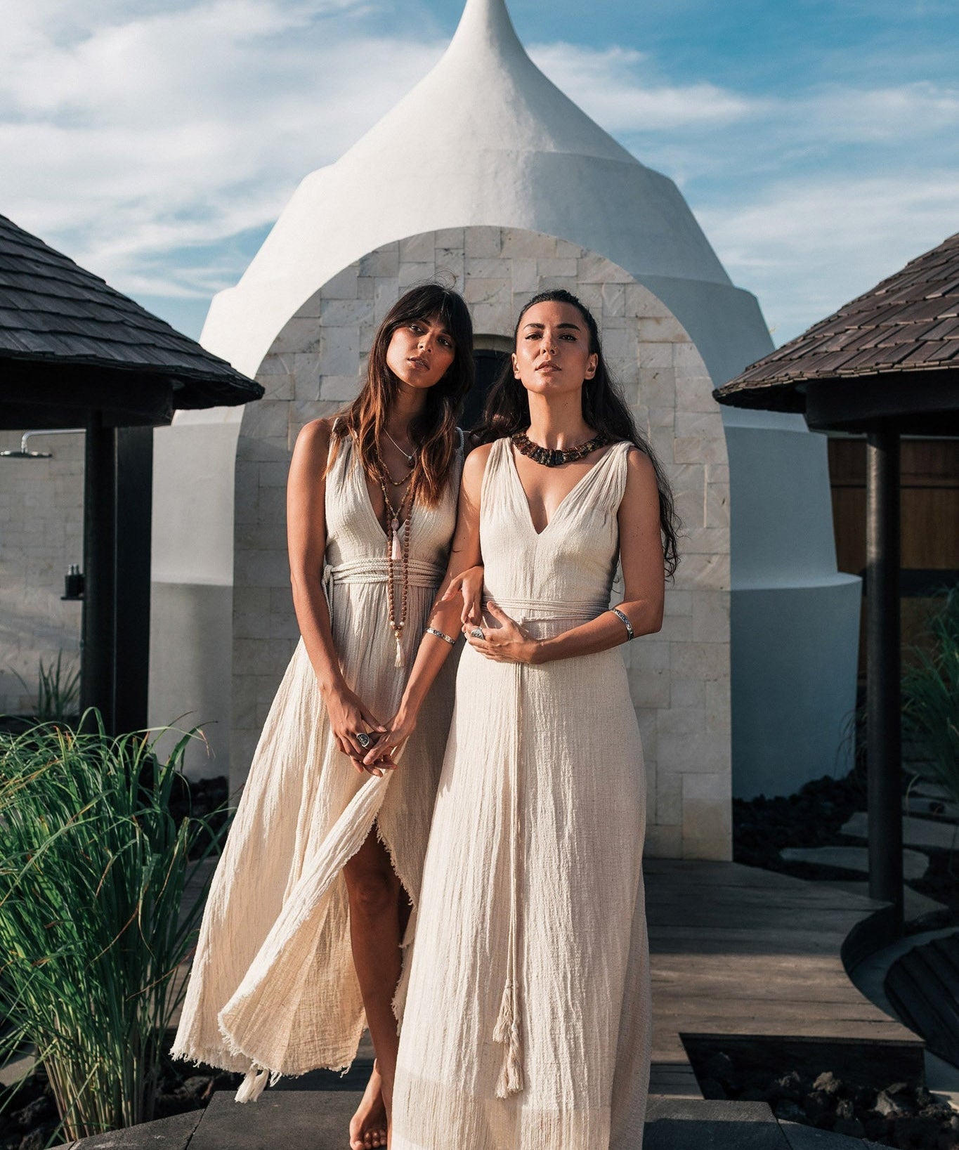 Off - White Organic Hand Loomed Boho Simple Wedding Dress - AYA Sacred Wear