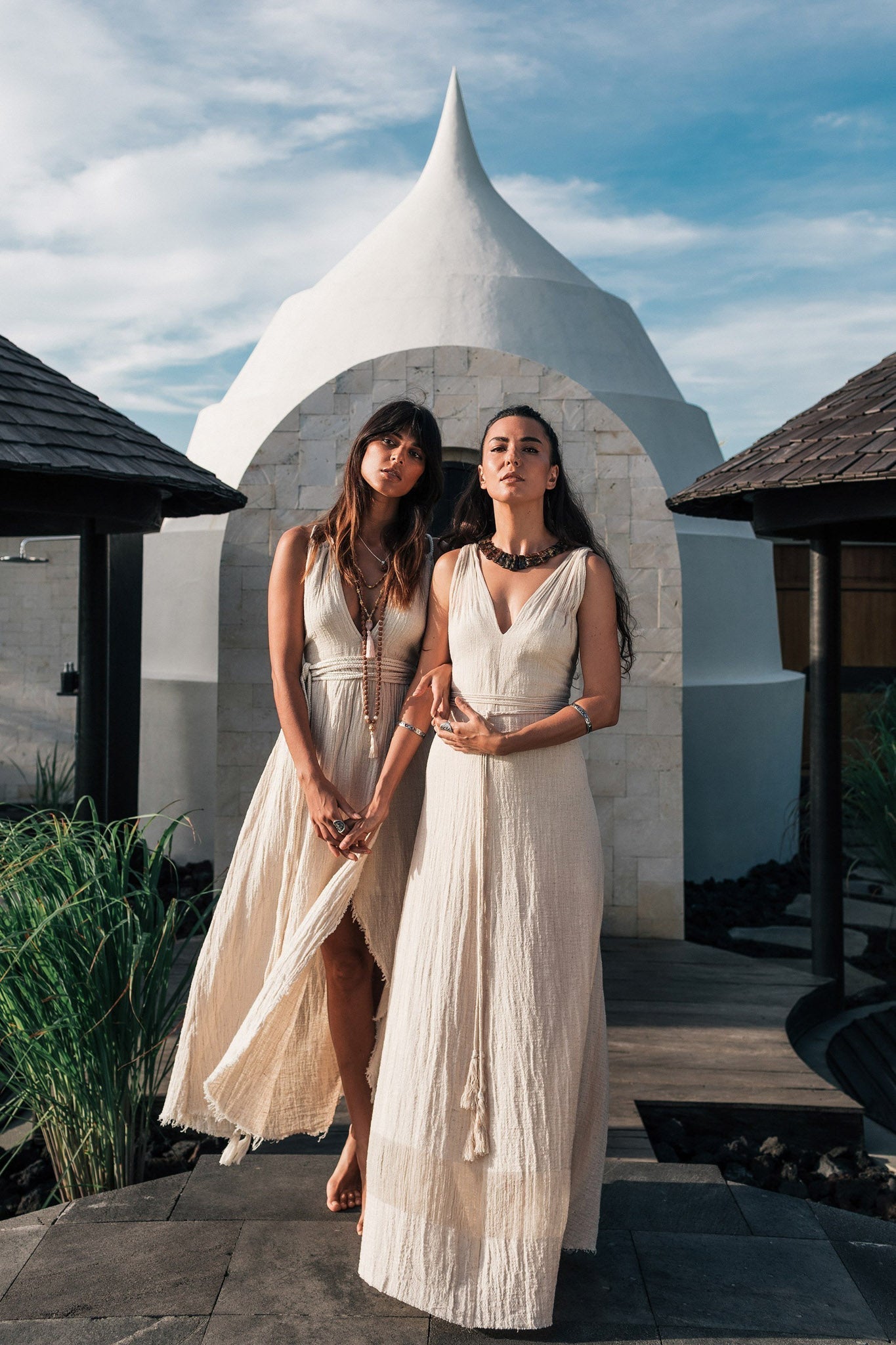 Off - White Organic Hand Loomed Boho Simple Wedding Dress - AYA Sacred Wear