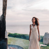 Off - White Organic Hand Loomed Boho Simple Wedding Dress - AYA Sacred Wear