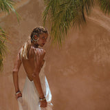 Off White Padma Dress • Linen Cotton Wedding Dress • Boho Beach Dress - AYA Sacred Wear