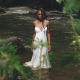 Off White Padma Dress • Linen Cotton Wedding Dress • Boho Beach Dress - AYA Sacred Wear