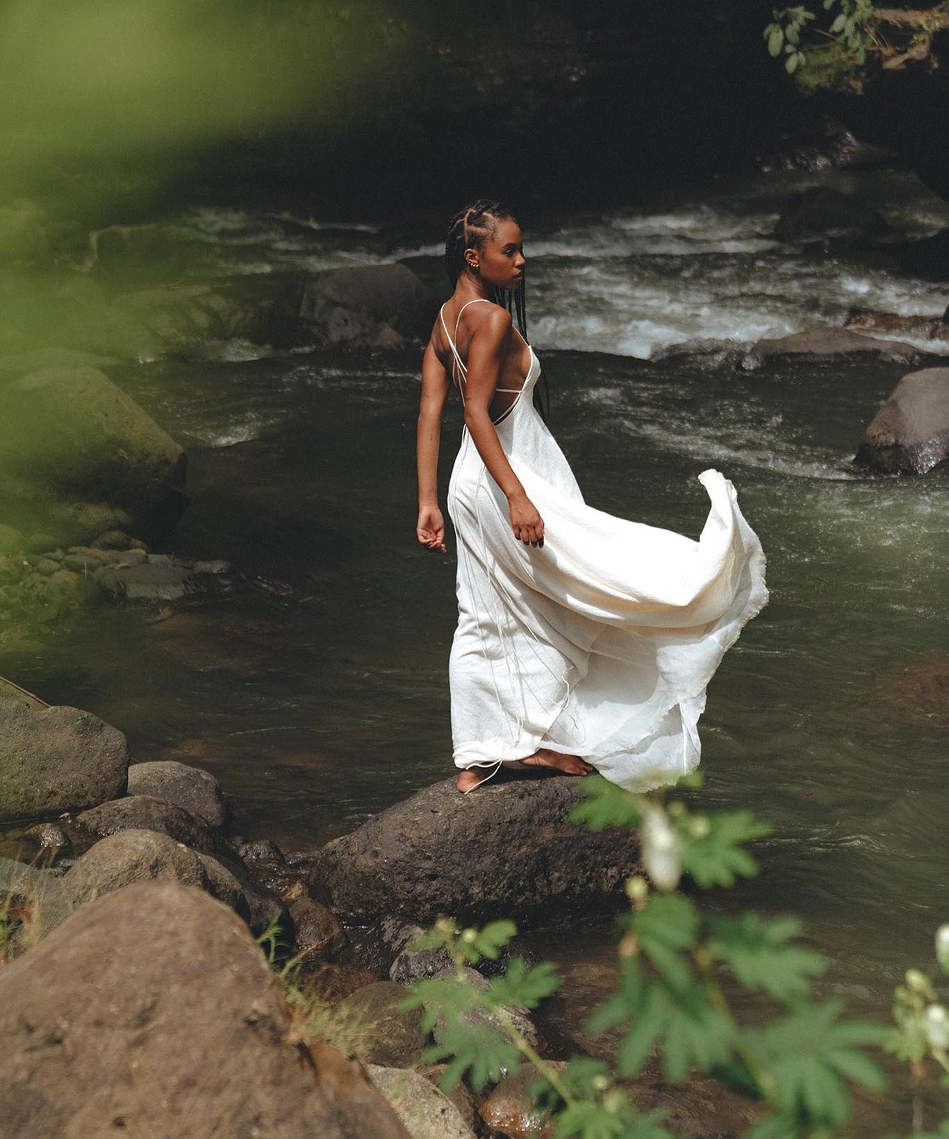 Off White Padma Dress • Linen Cotton Wedding Dress • Boho Beach Dress - AYA Sacred Wear