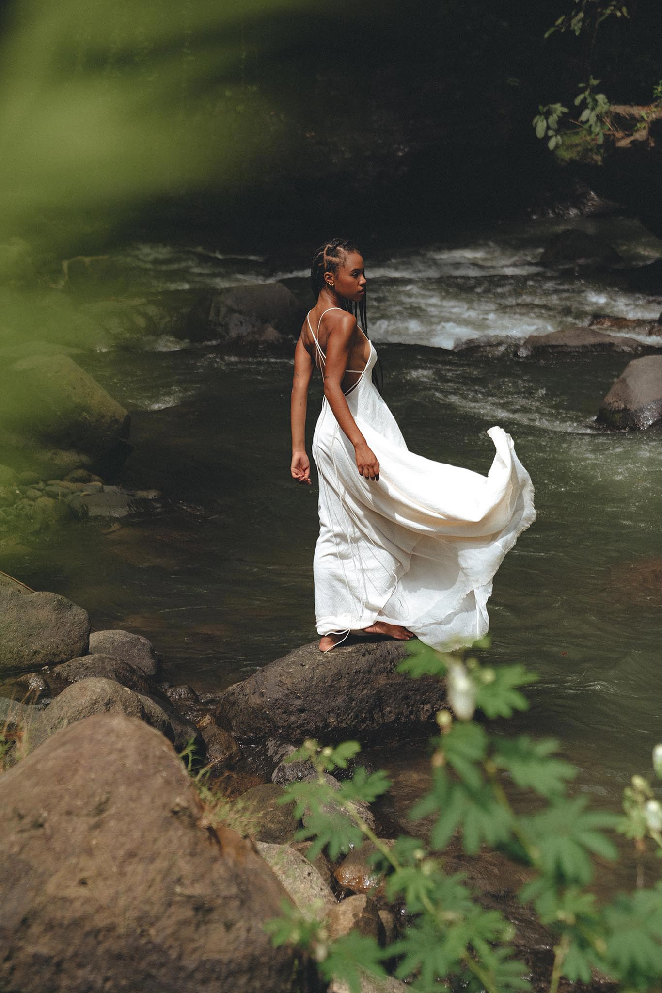 Off White Padma Dress • Linen Cotton Wedding Dress • Boho Beach Dress - AYA Sacred Wear