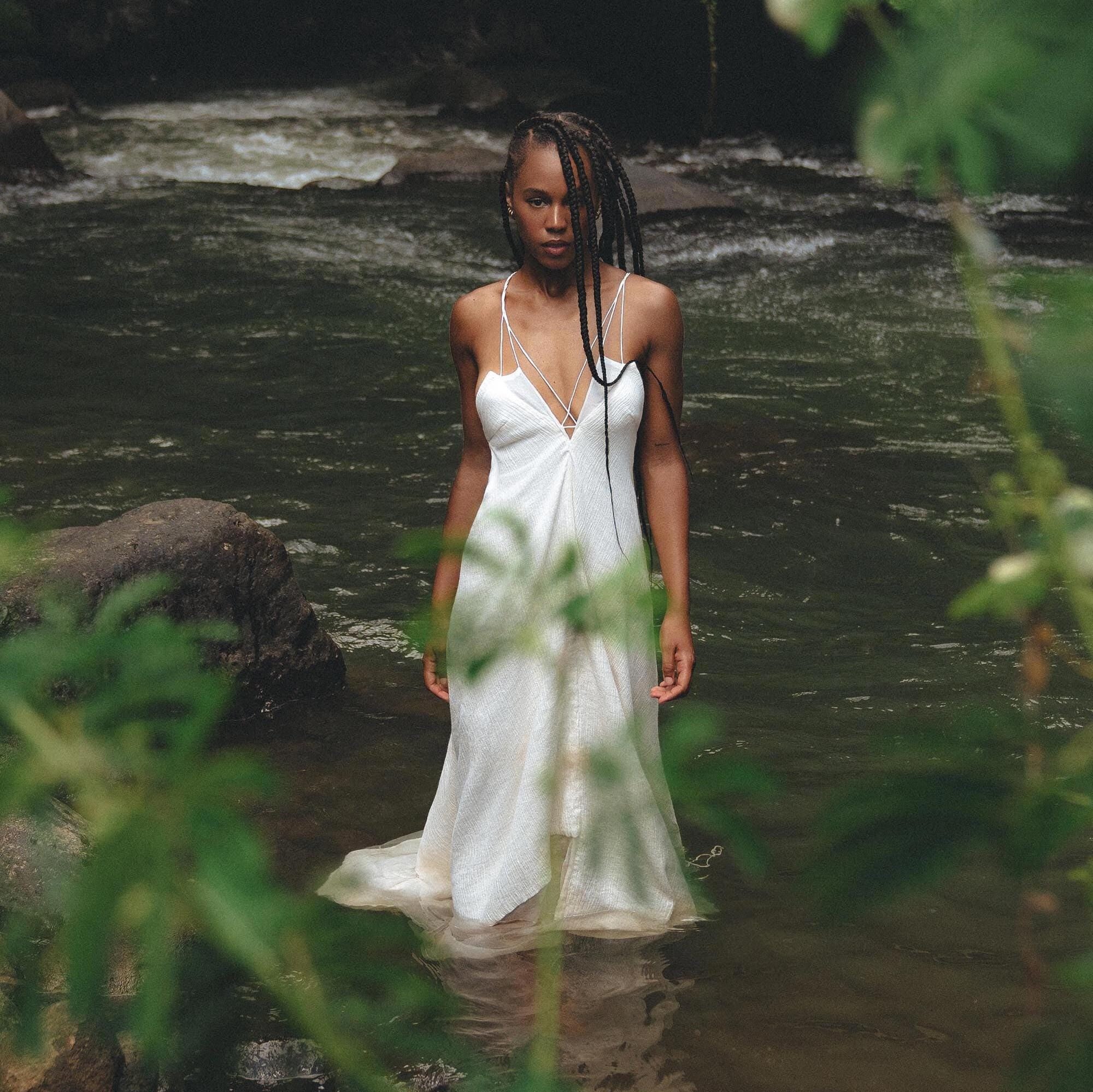 Off White Padma Dress • Linen Cotton Wedding Dress • Boho Beach Dress - AYA Sacred Wear