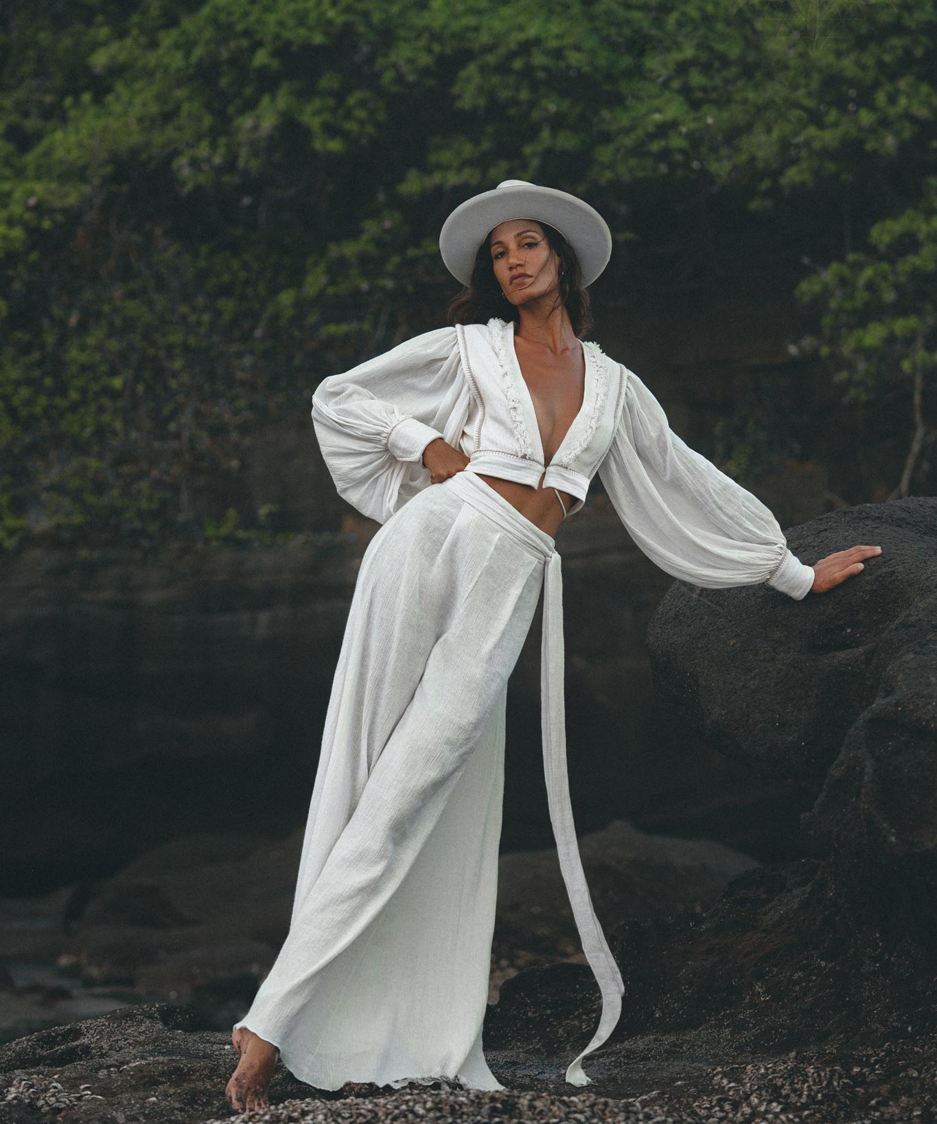 Off - White Puff Sleeves Top • Hand Embroidered top • Organic Boho Top Women - AYA Sacred Wear