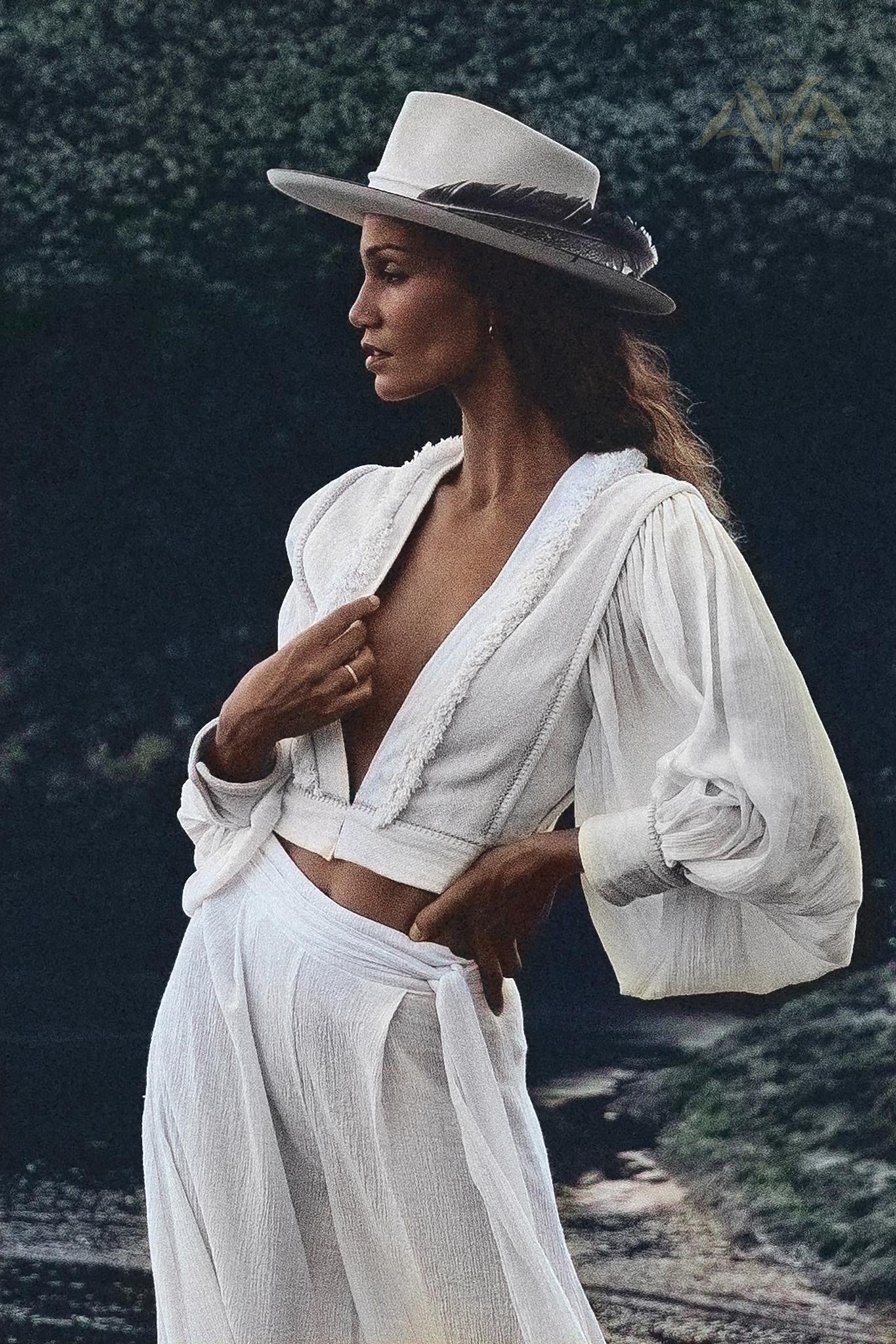 Off - White Puff Sleeves Top • Hand Embroidered top • Organic Boho Top Women - AYA Sacred Wear