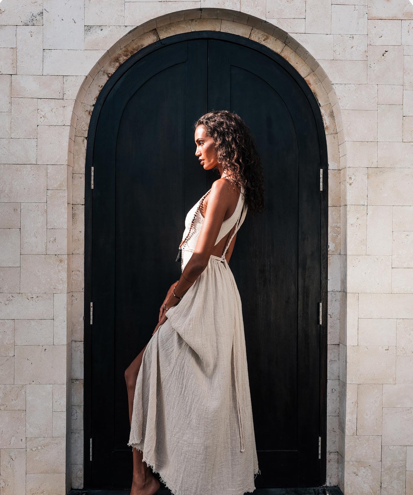 Off - White Simple Boho Wedding Dress - AYA Sacred Wear