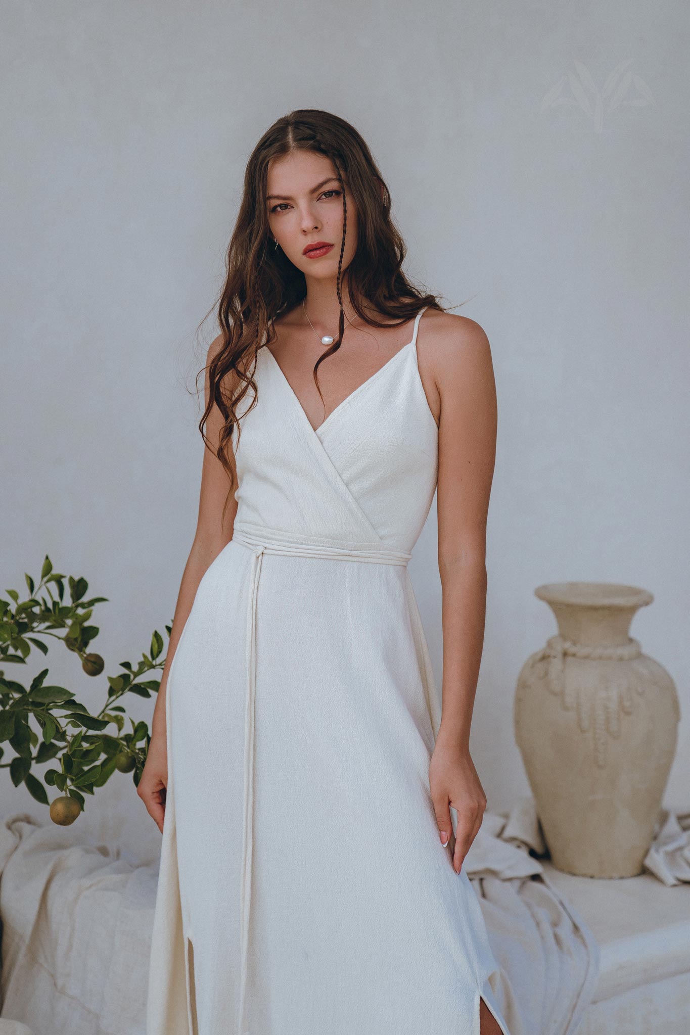 Off - White Simple Boho Wedding Dress - AYA Sacred Wear