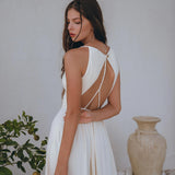 Off - White Simple Boho Wedding Dress - AYA Sacred Wear